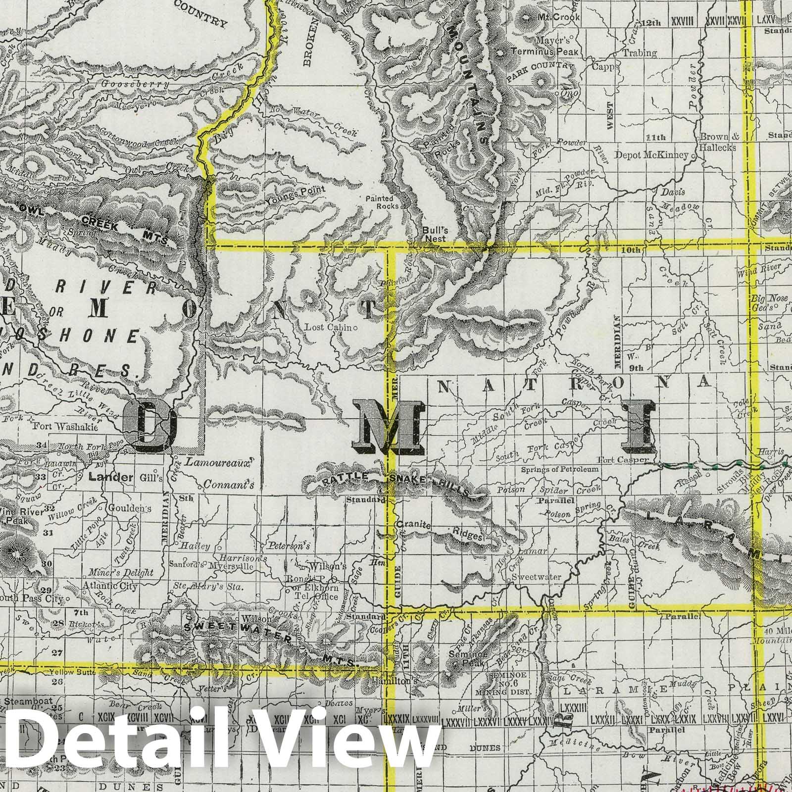 Wyoming - Railroad Map, 1889 - Historical Map Print