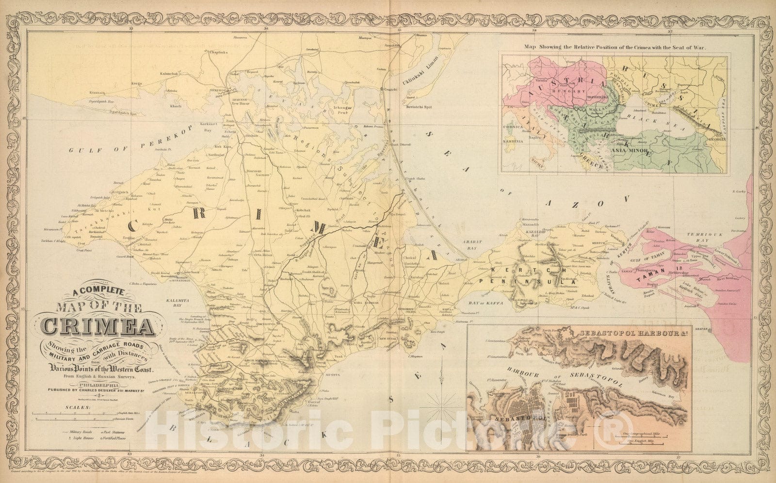 Historic Map : 1859 Crimea. - Vintage Wall Art