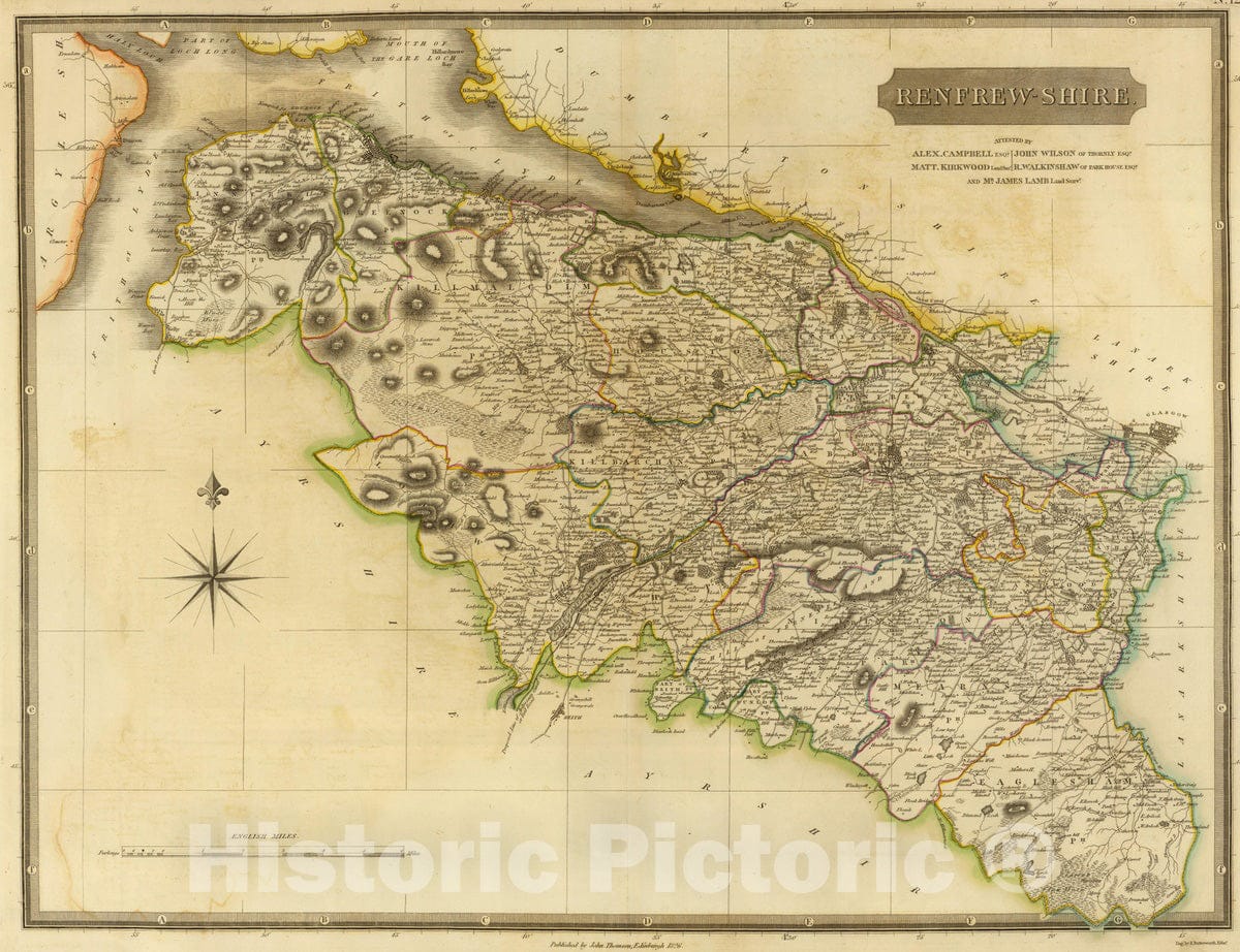 Historic Map : National Atlas - 1832 Renfrew-Shire. - Vintage Wall Art