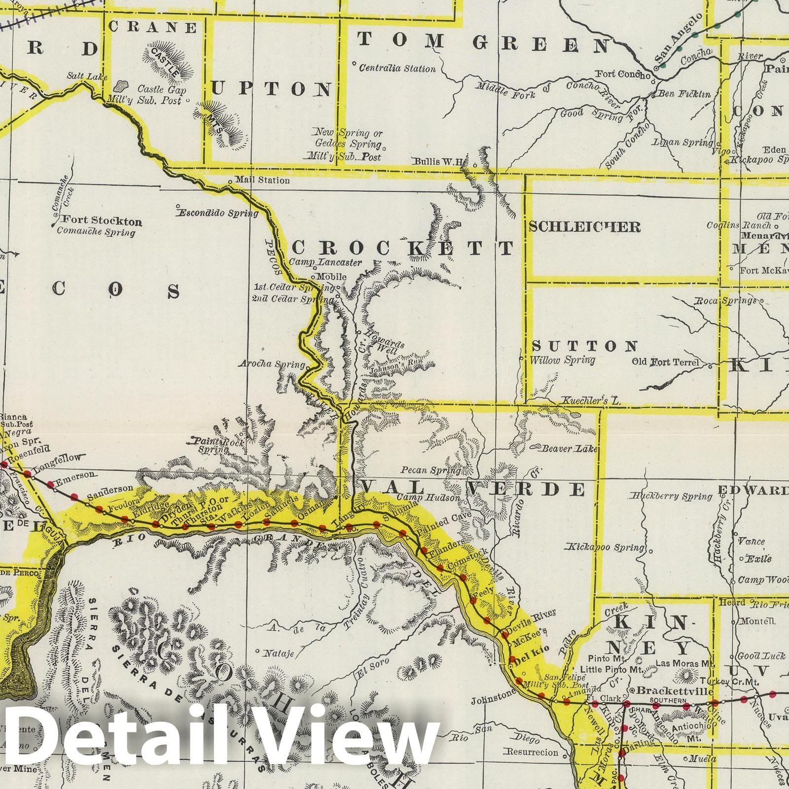 Texas - Railroad Map, 1888 - Historical Map Print