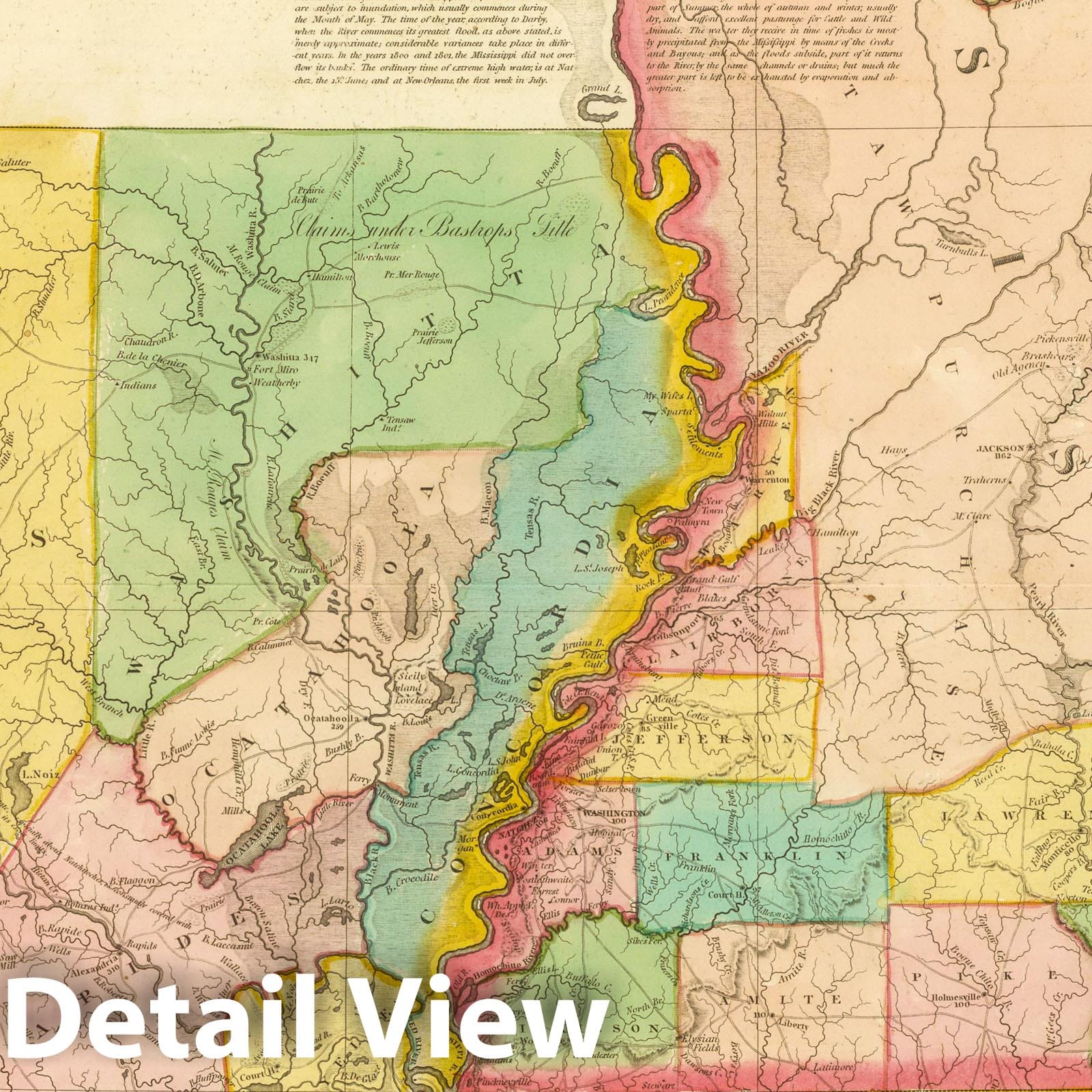 Louisiana and Mississippi - Railroad Map, 1833 - Tanner American Atlas