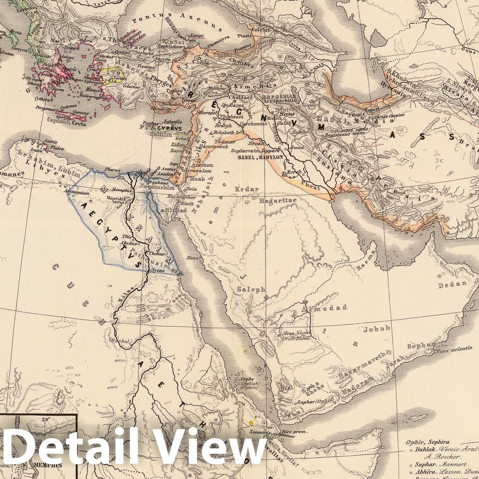 Ancient Egypt, Assyria, and the Eastern Hemisphere, 1865 - Historical Map Print
