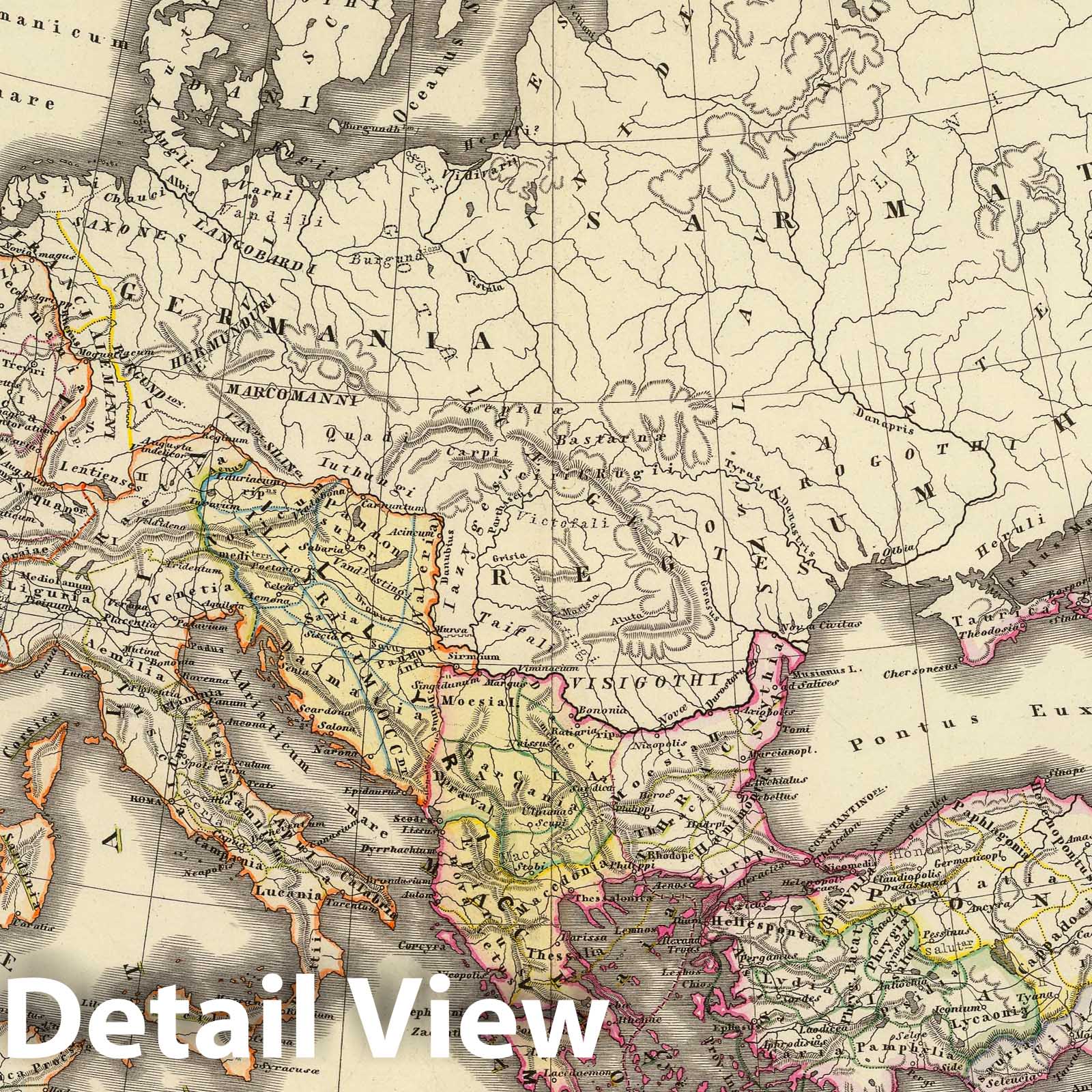 Roman Empire from Constantine the Great, 1865 – Historical Map Print