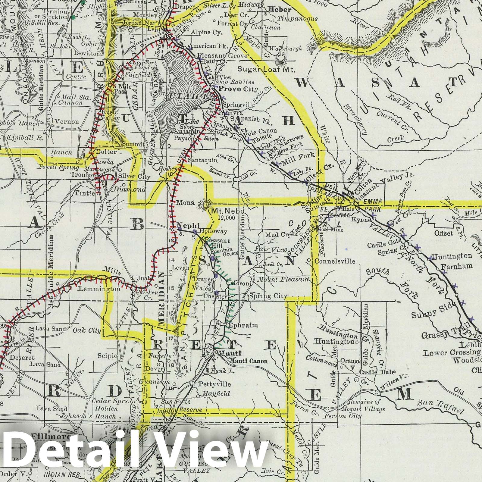 Utah - Railroad Map, 1889 - Historical Map Print
