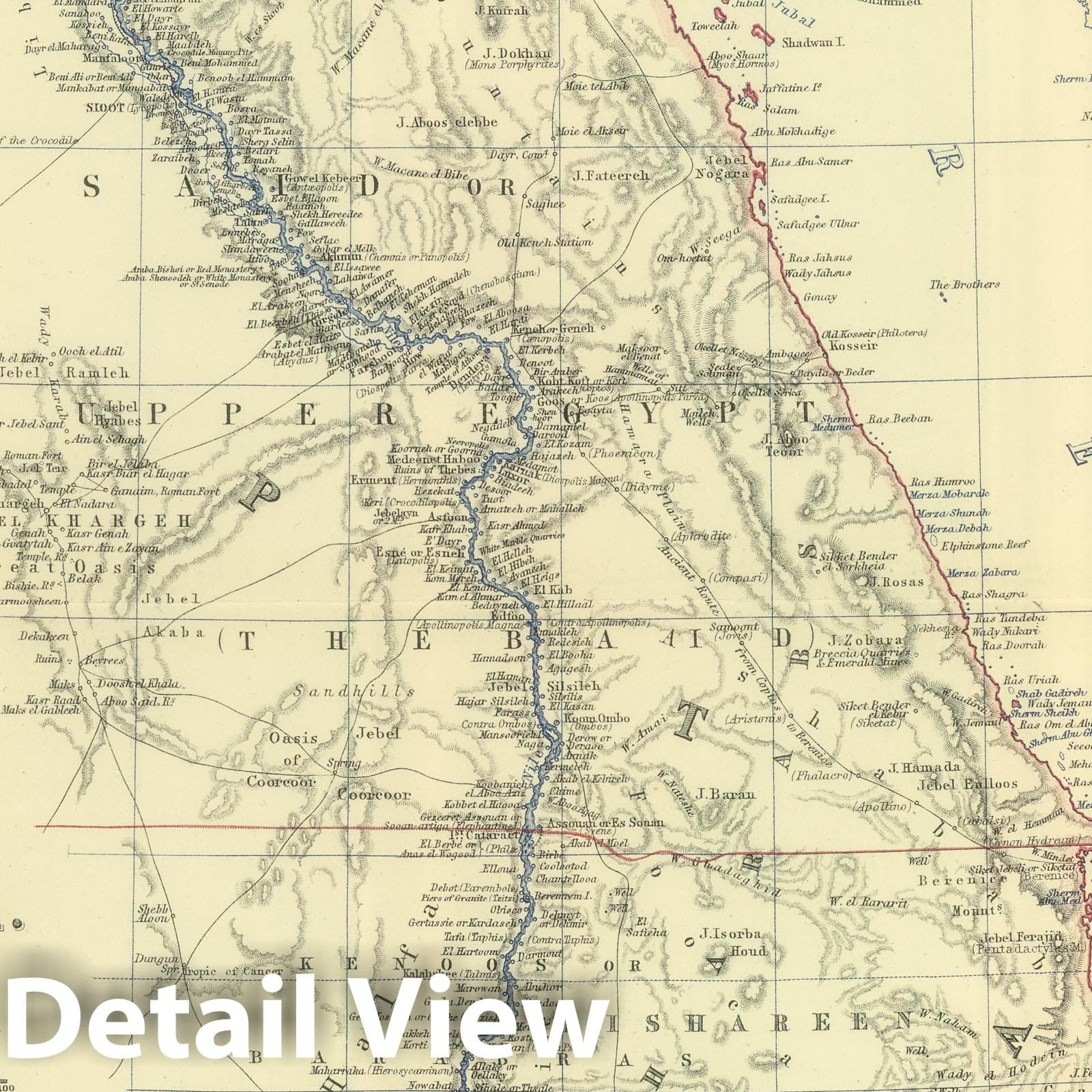 Egypt, Arabia Petraea, and Lower Nubia, 1879 - Historical Map Print