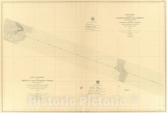 Historic Map : Mexico, Northern Mexico 1901 Linea Divisoria Entre Mexico Y Los Estados Unidos. No. 14. , Vintage Wall Art