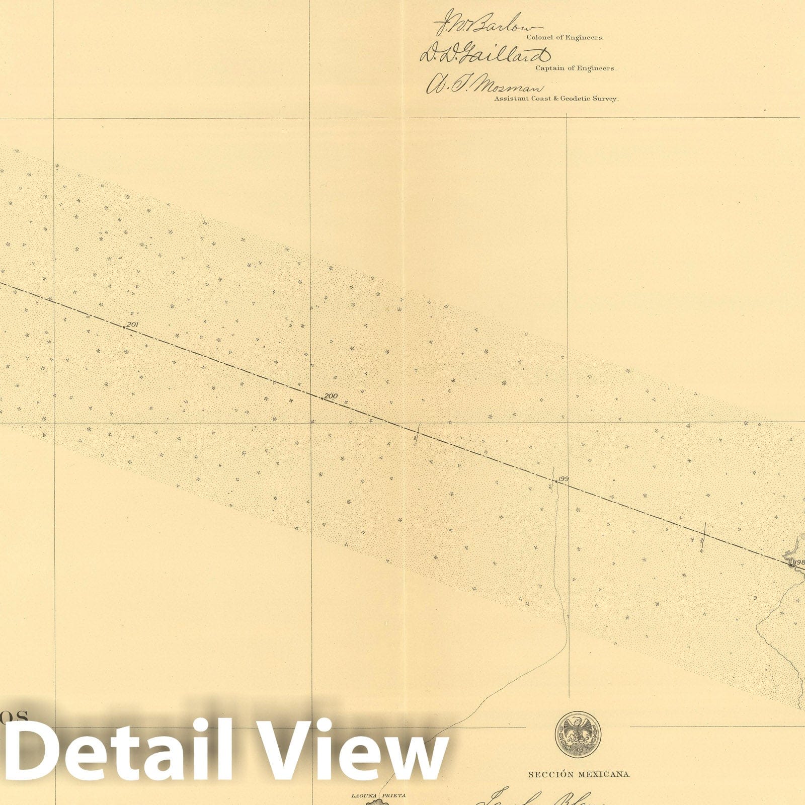 United States and Mexico Boundary - Plate No. 14, 1901 Historical Map Print