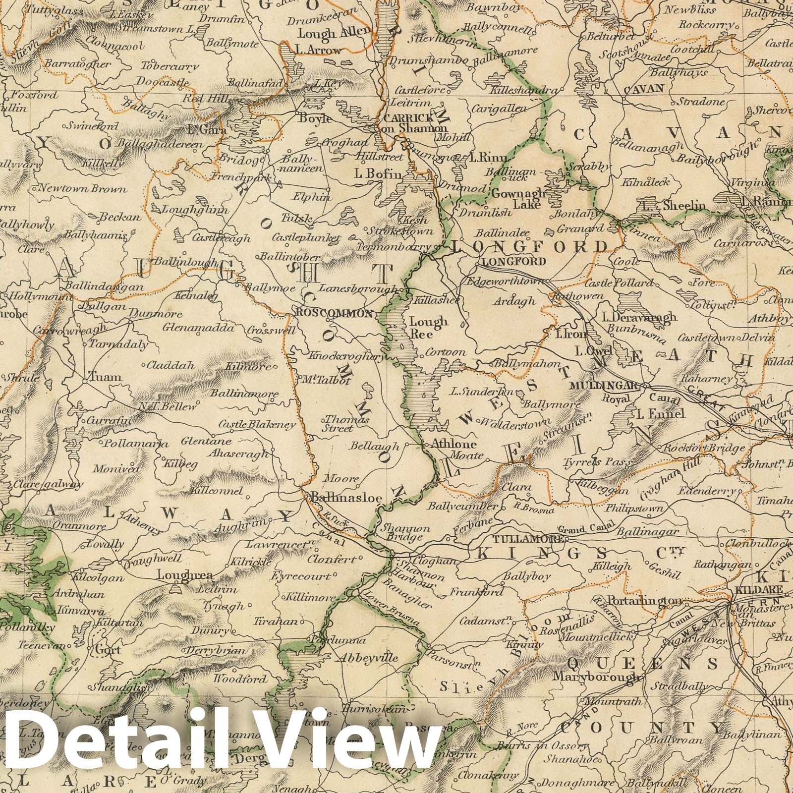 Ireland - Railroad Map, 1847 - Historical Map Print