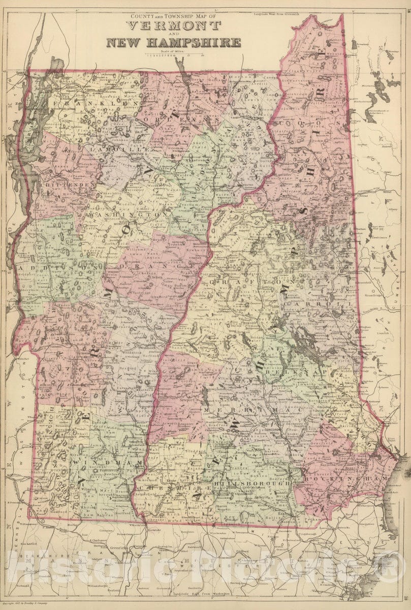 Historic Map : 1882 Vermont, N.H. - Vintage Wall Art