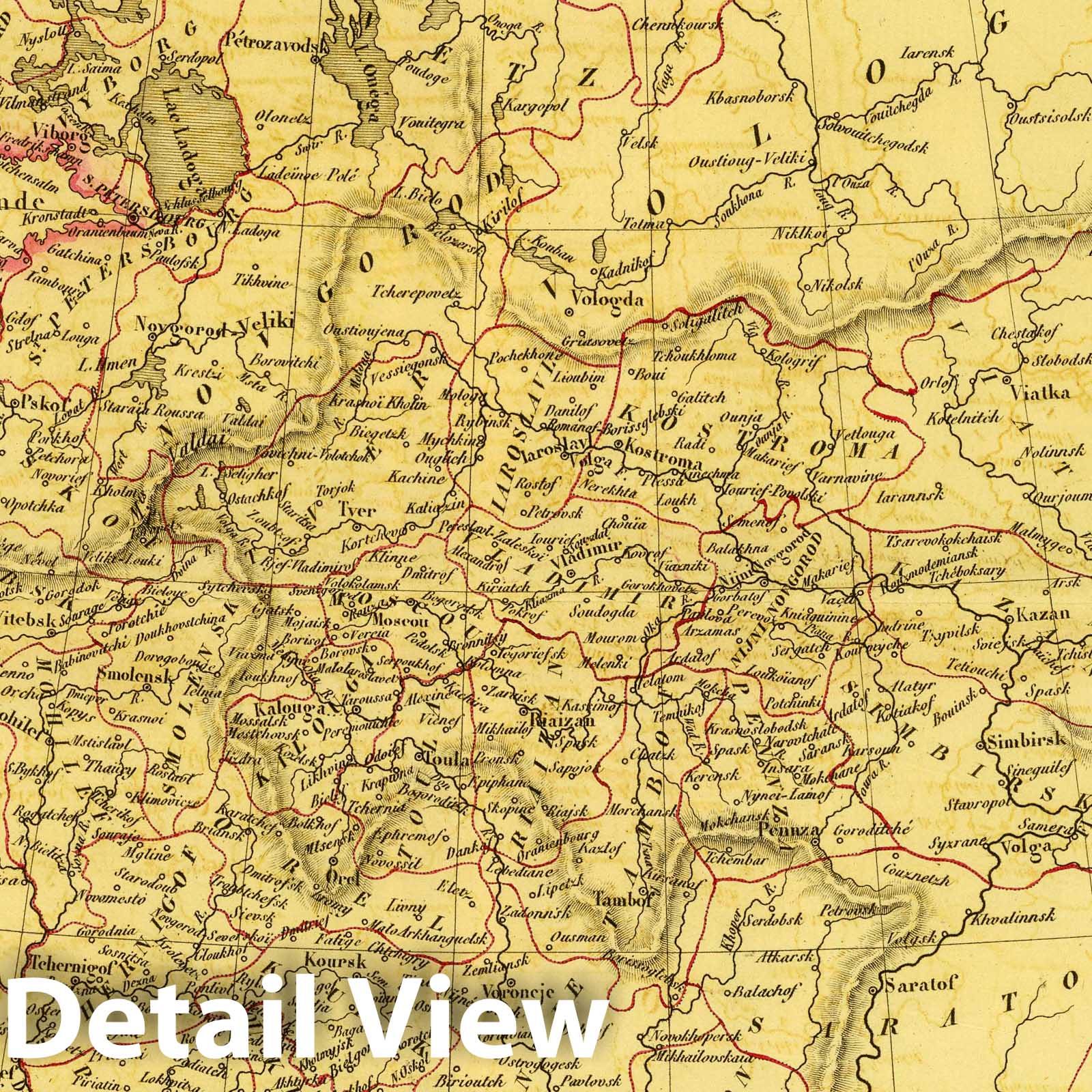 European Russia - River Map, 1837 - Historical Map Print