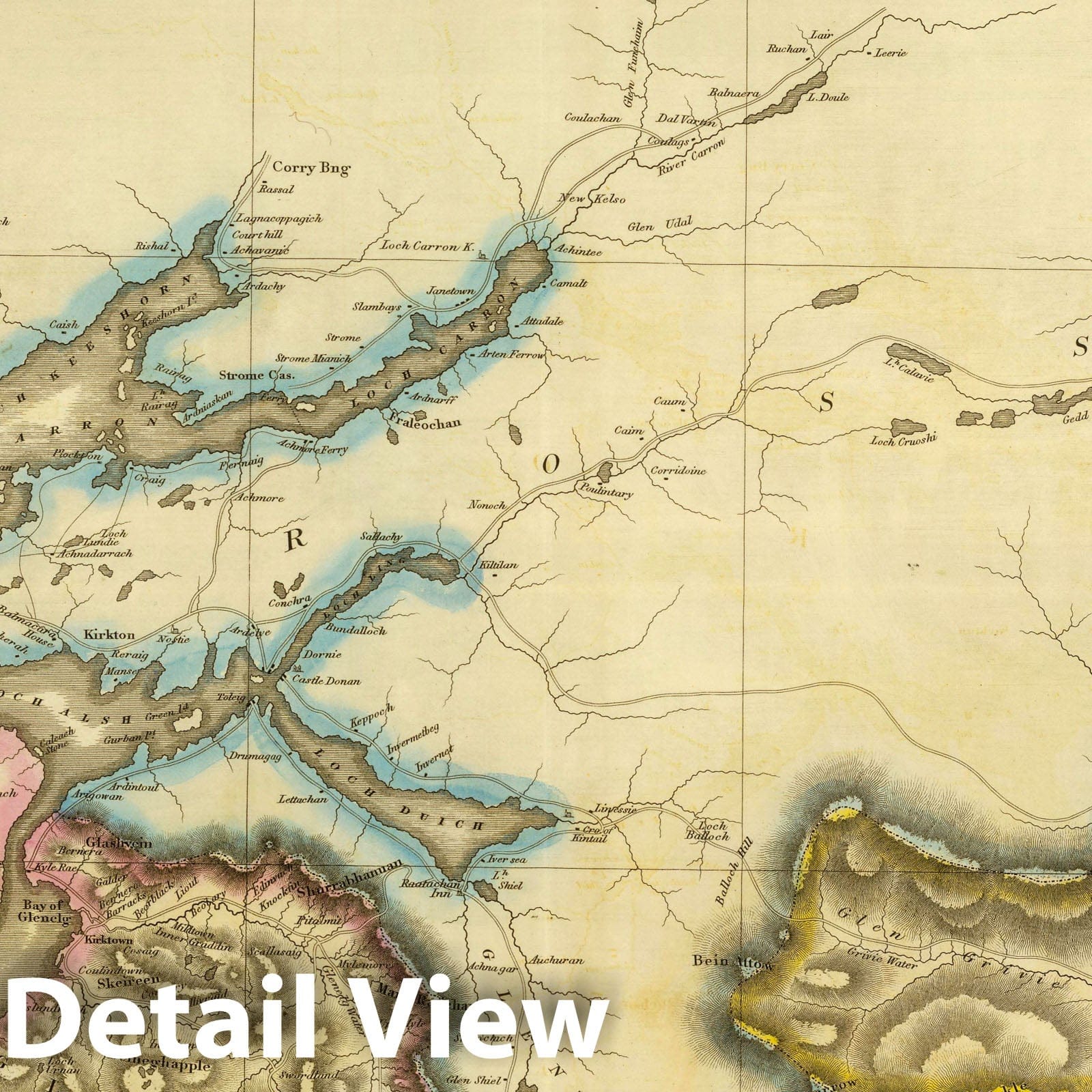 Inverness Shire, Northern Part, Scotland - Road Map, 1832