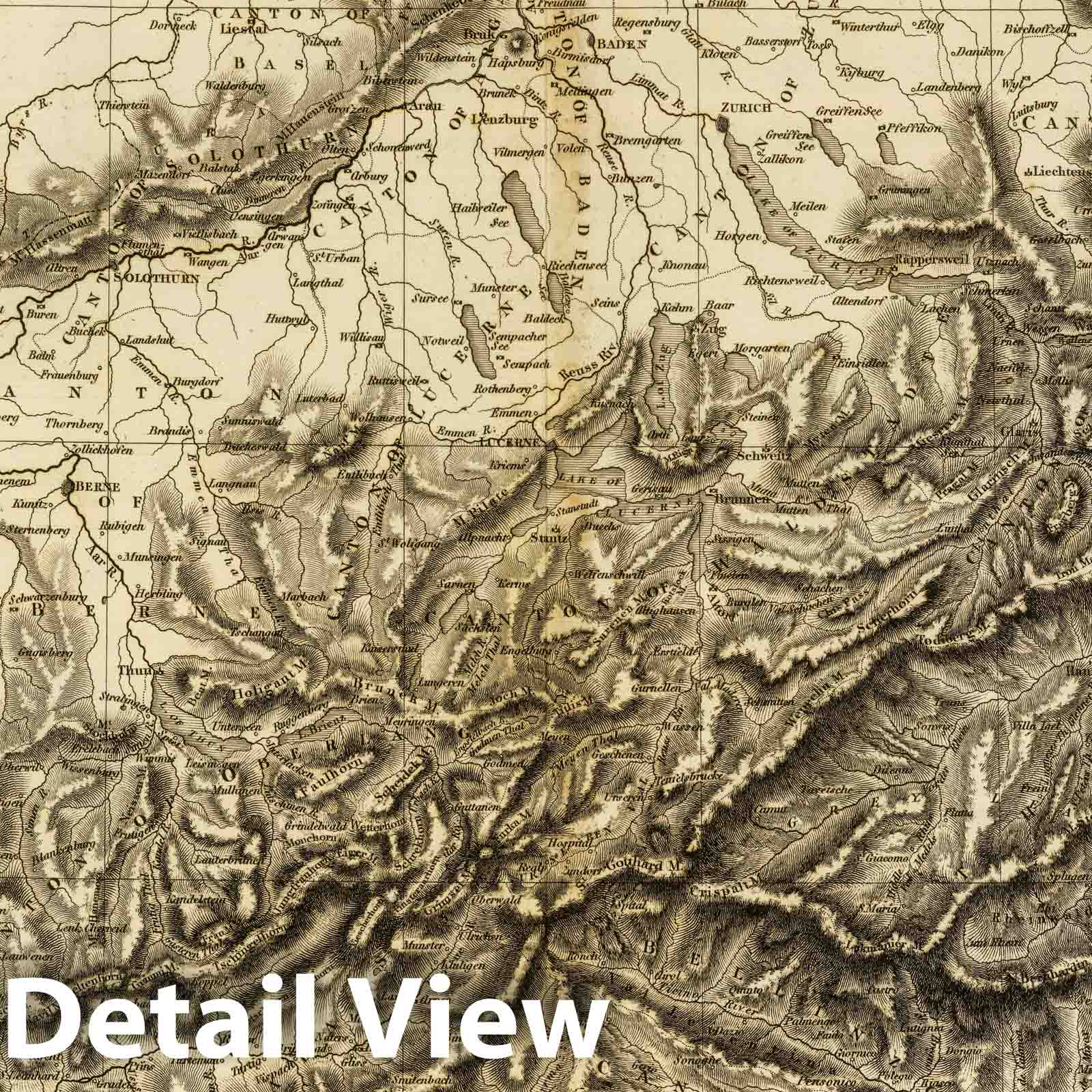 Switzerland - River Map, 1814 - Historical Map Print