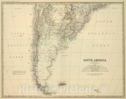 South America, Southern Sheet, 1879 - Historical Map Print