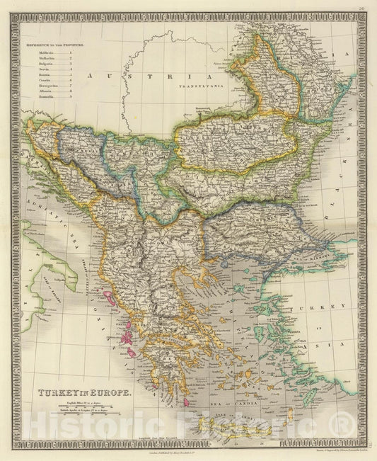 Historic Map : 1844 Turkey In Europe. - Vintage Wall Art