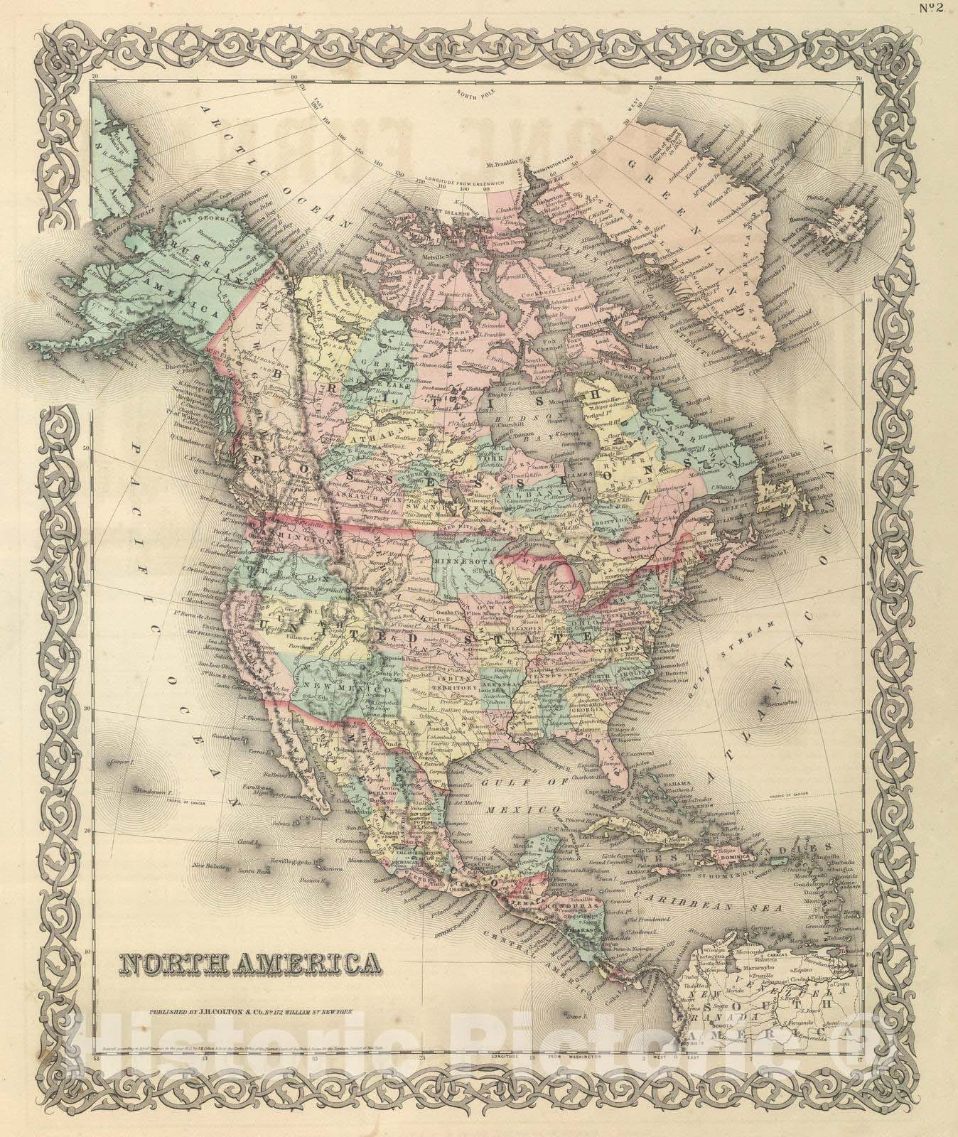 Historic Map : National Atlas - 1857 North America. - Vintage Wall Art