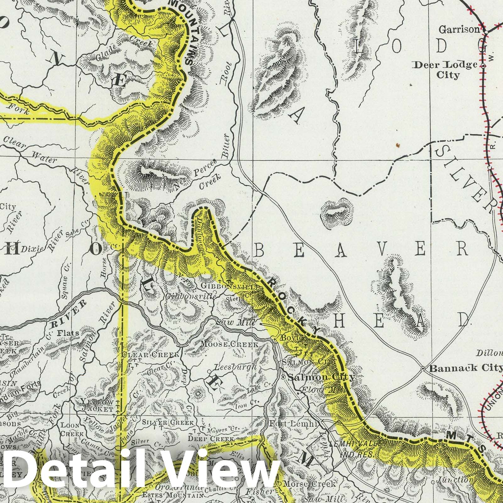 Idaho - Railroad Map, 1889 - Rand McNally Atlas Reproduction