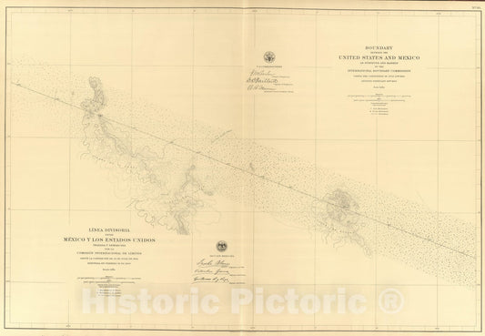 Historic Wall Map : Mexico, Northern Mexico 1901 Linea Divisoria Entre Mexico Y Los Estados Unidos. No. 10. , Vintage Wall Art