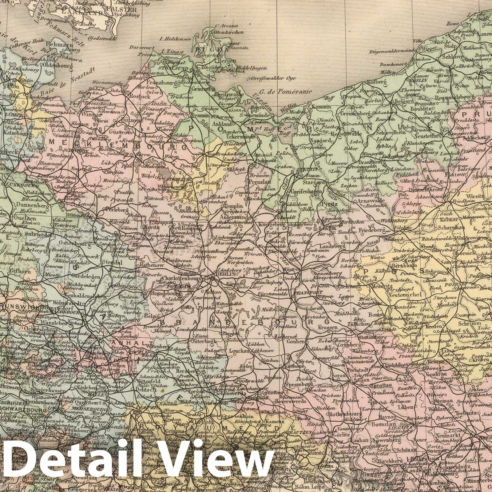 Northern Germany - Railroad Map, 1892 - Historical Map Print