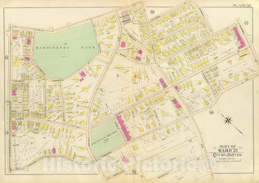 Historic Map : City Atlas - 1895 37. Ward 21. - Vintage Wall Art