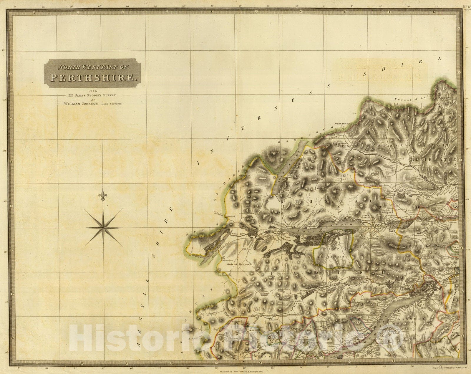 Historic Map : National Atlas - 1832 Perthshire NW. - Vintage Wall Art