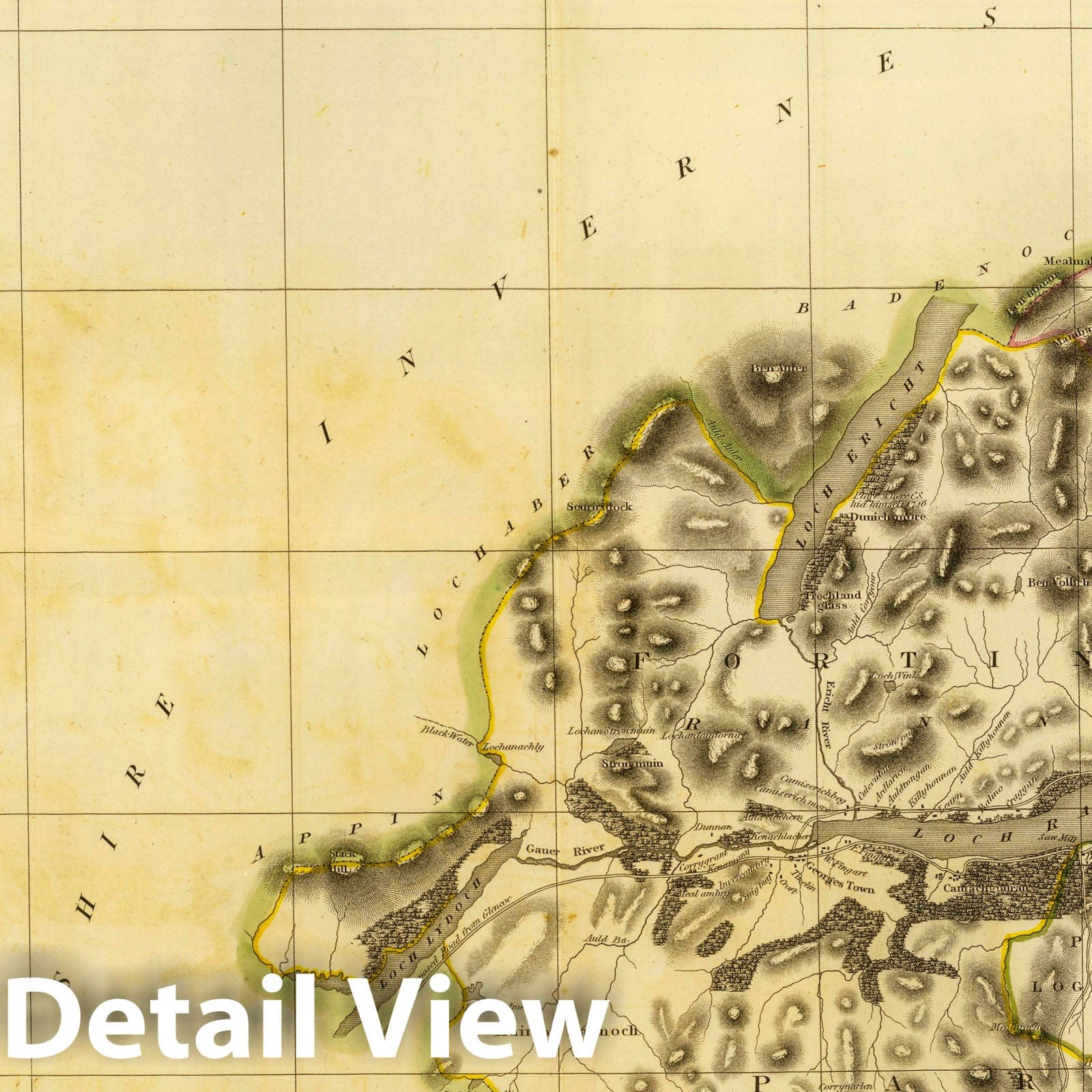 Perthshire - Road Map, 1832 - Historical Map Print