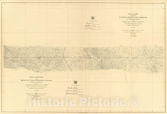Historic Map : Mexico, Northern Mexico 1901 Linea Divisoria Entre Mexico Y Los Estados Unidos. No. 8. , Vintage Wall Art