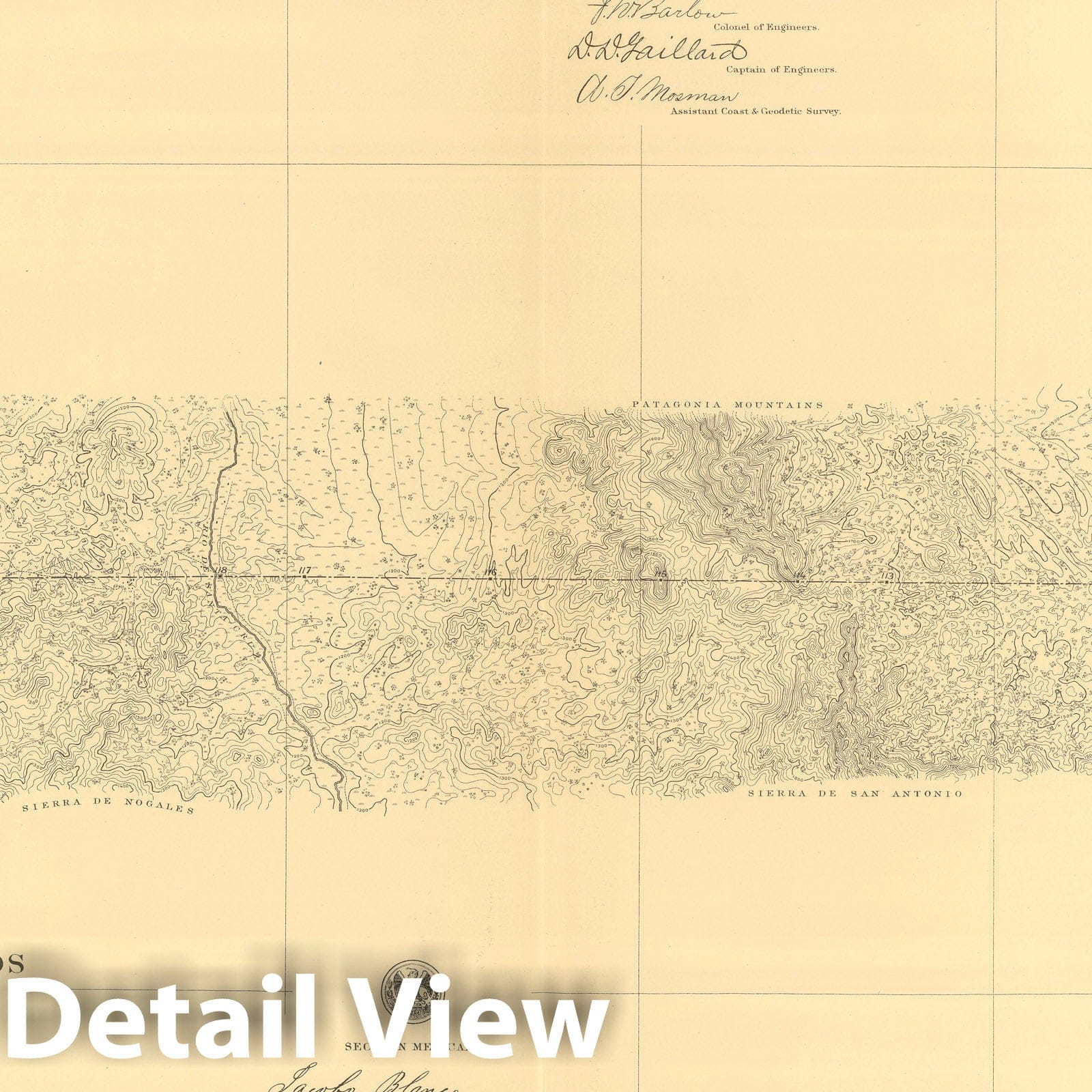 United States and Mexico Boundary - Plate No. 8, 1901 Historical Map Print