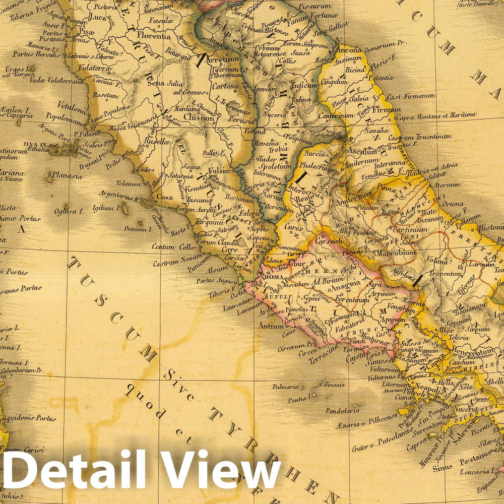 Historic Map : Italy, 1839 Italie ancienne. , Vintage Wall Art