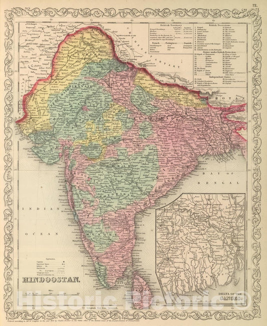 Historic Map : 1859 Hindoostan. v2 - Vintage Wall Art