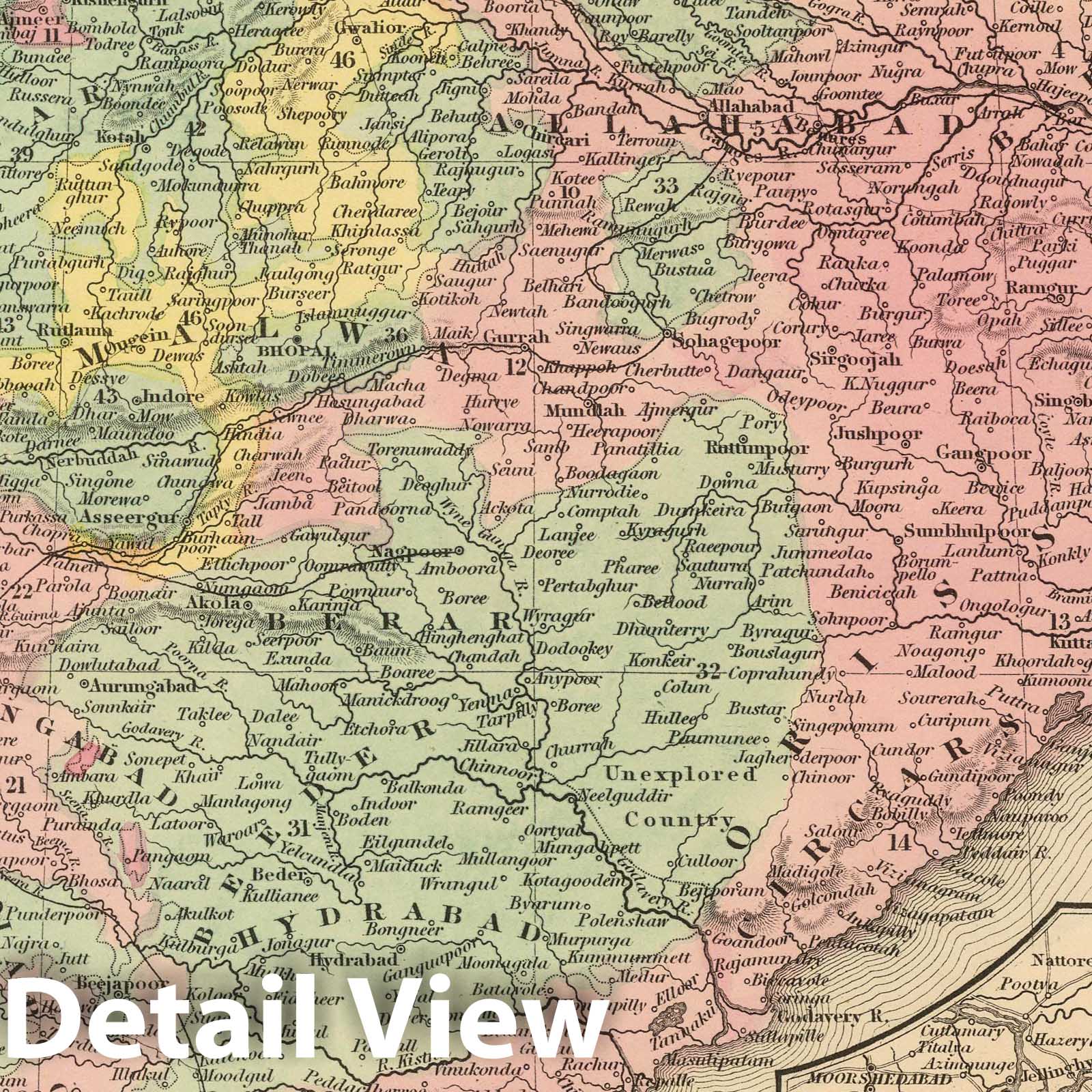 India - Railroad Map, 1859 - Historical Map Print