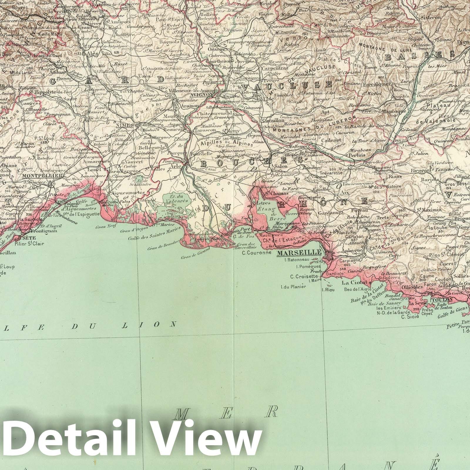 Southeastern France, 1930 - Historical Map Print