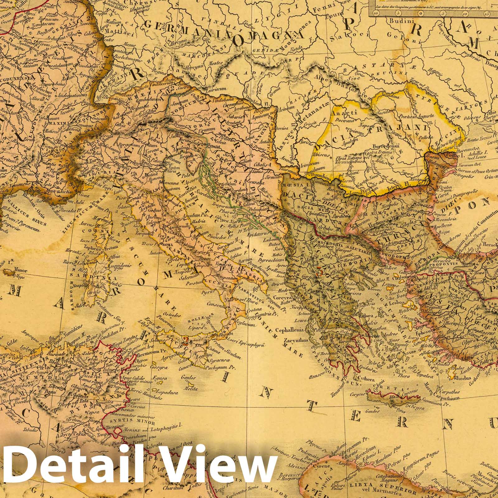 Roman Empire Under Theodosius, 1839 - Historical Map Print