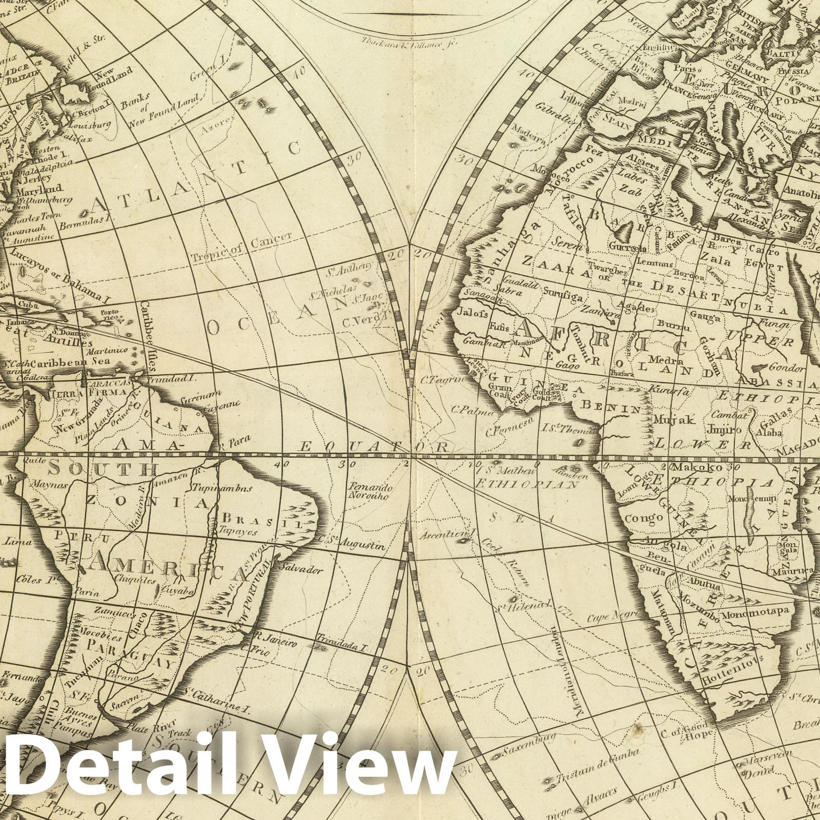 World Map 1824 - Thackara & Vallance Historical Map Reproduction