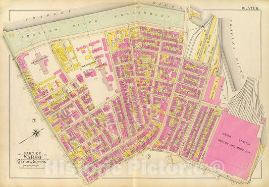 Historic Map : City Atlas - 1895 6. Ward 8. - Vintage Wall Art