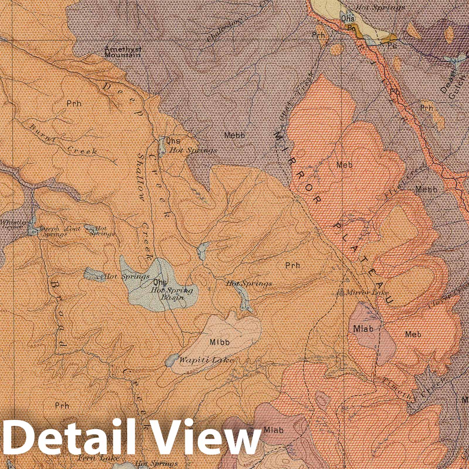 Yellowstone National Park Geology Sheet XII, 1904 - Historical Map Print
