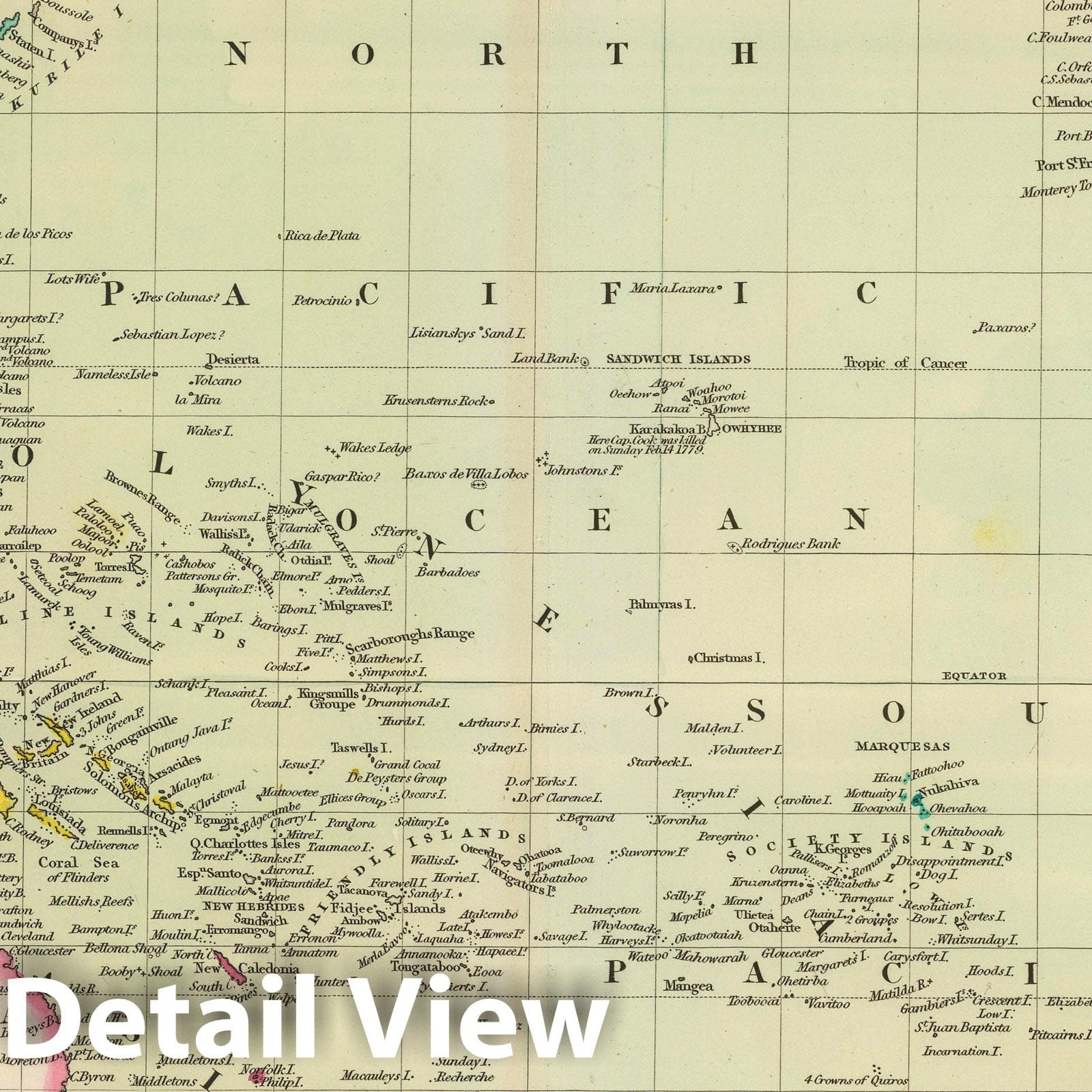 Chart of the Pacific Ocean 1844 - Nautical Map Print
