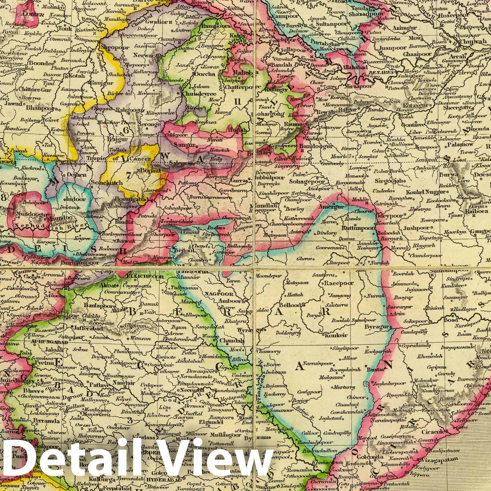 India - Road Map, 1844 - Historical Map Print