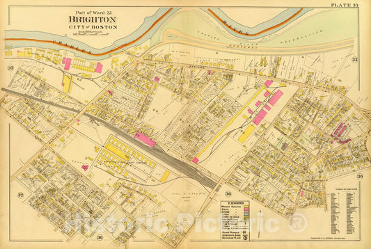 Historic Map : City Atlas - 1899 35. Ward 25 Brighton. - Vintage Wall Art
