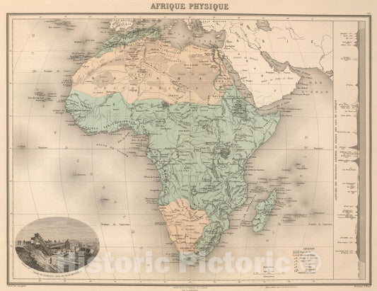 Historic Map : 1892 Afrique Physique. - Vintage Wall Art