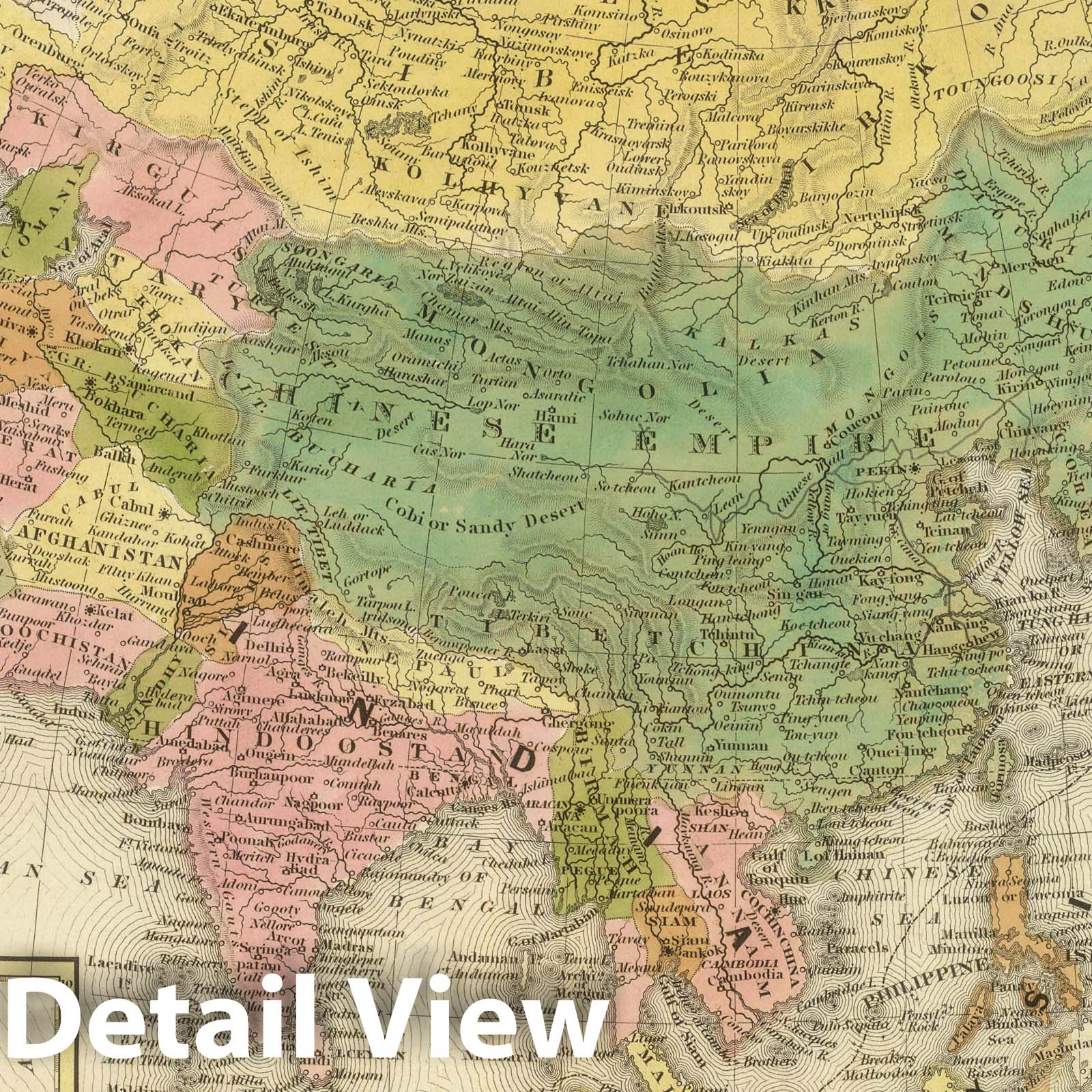 Asia, 1845 - Historical Map Print from Tanner's Universal Atlas