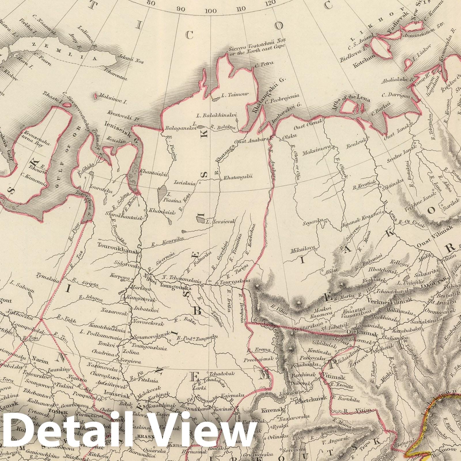 Northern Asia and Asiatic Russia, 1848 - Historical Map Print