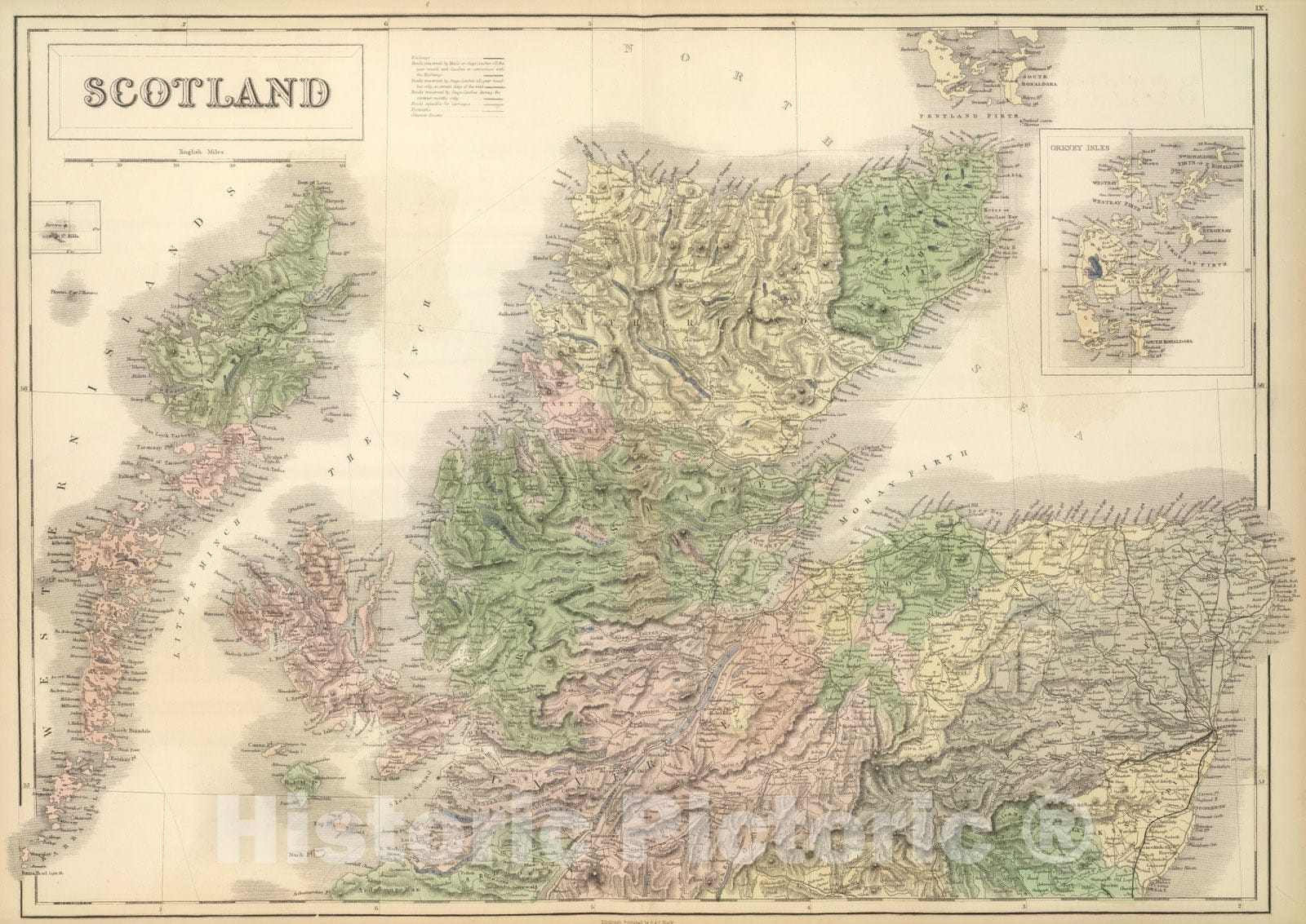 Historic Map : 1854 Scotland. v1 - Vintage Wall Art