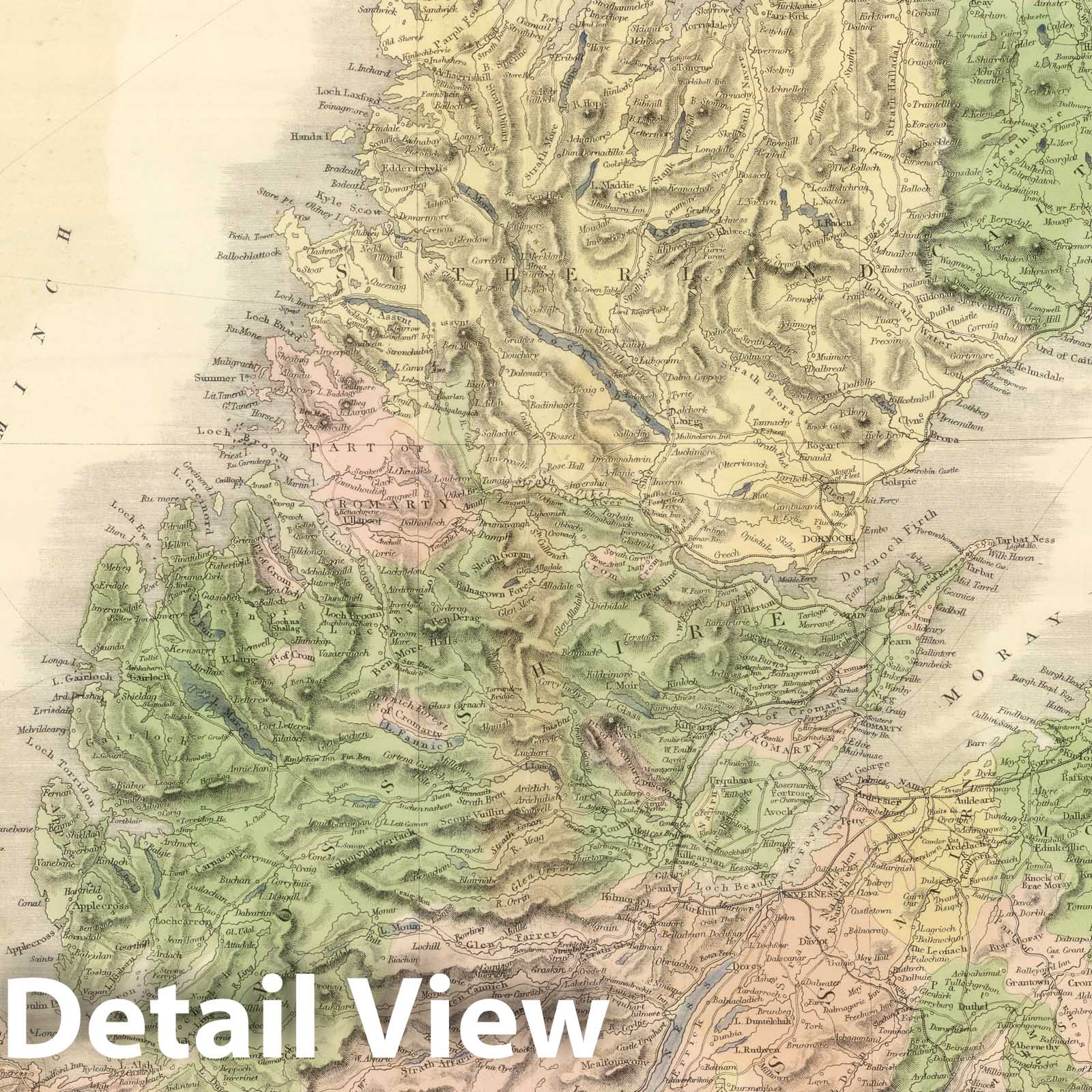 Historic Map : 1854 Scotland. v1 - Vintage Wall Art