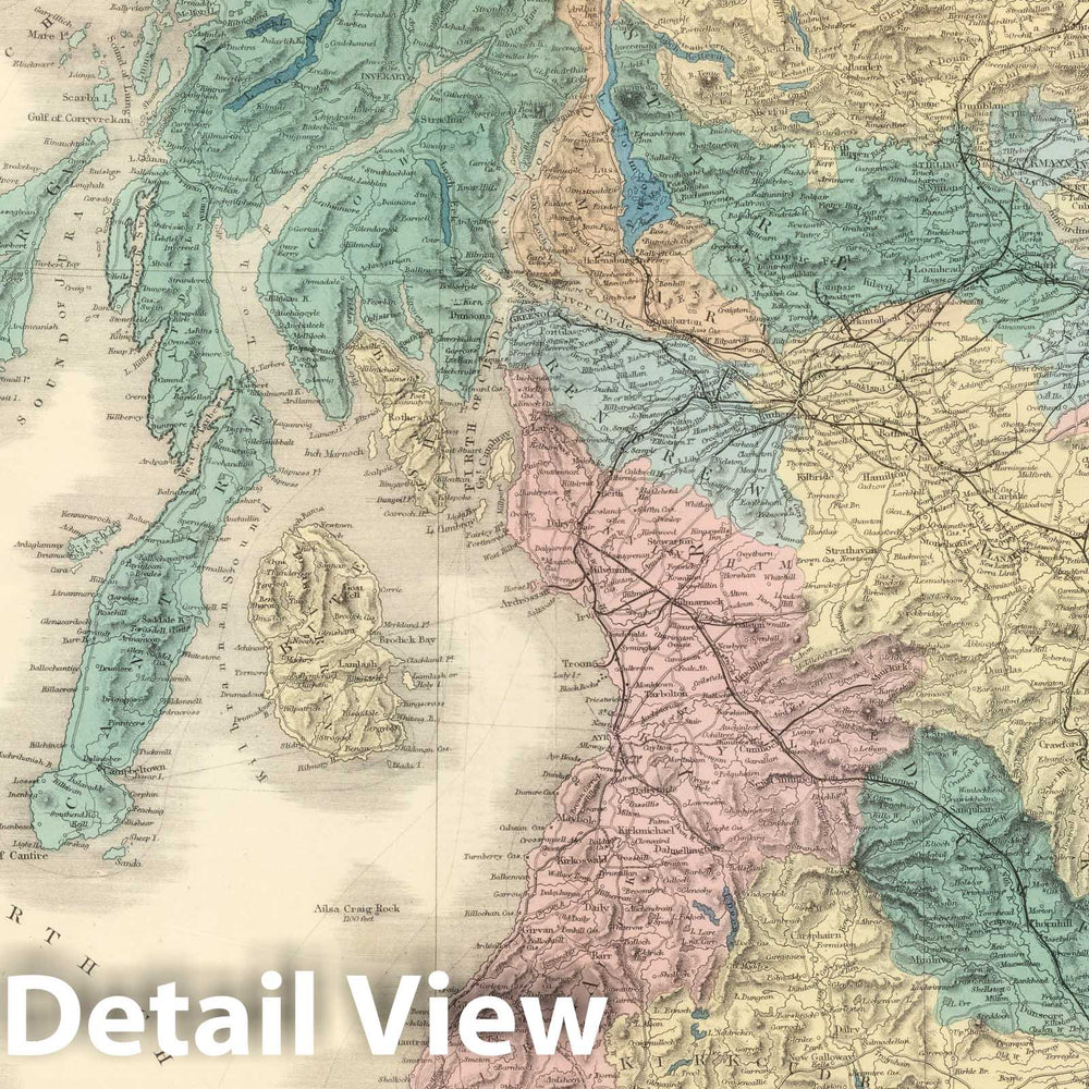 Historic Map : 1854 Scotland. v2 - Vintage Wall Art