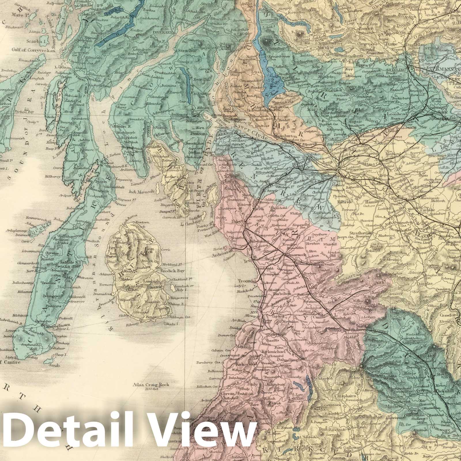 Scotland - Southern Part, 1854 - Historical Map Print