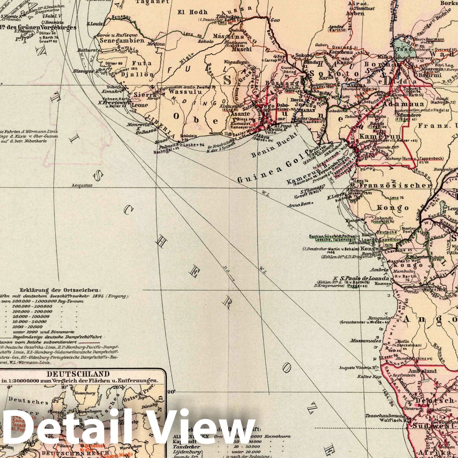 German Cultural Efforts in Africa, 1897 - Historical Map Print