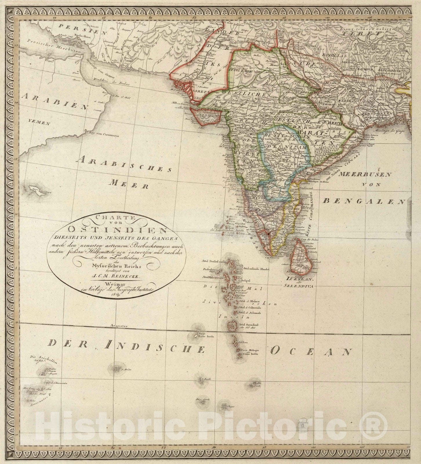 Historic Map : 1819 XLIV. East Indies (Western Sheet). India. - Vintage Wall Art