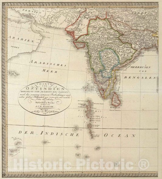 Historic Map : 1819 XLIV. East Indies (Western Sheet). India. - Vintage Wall Art