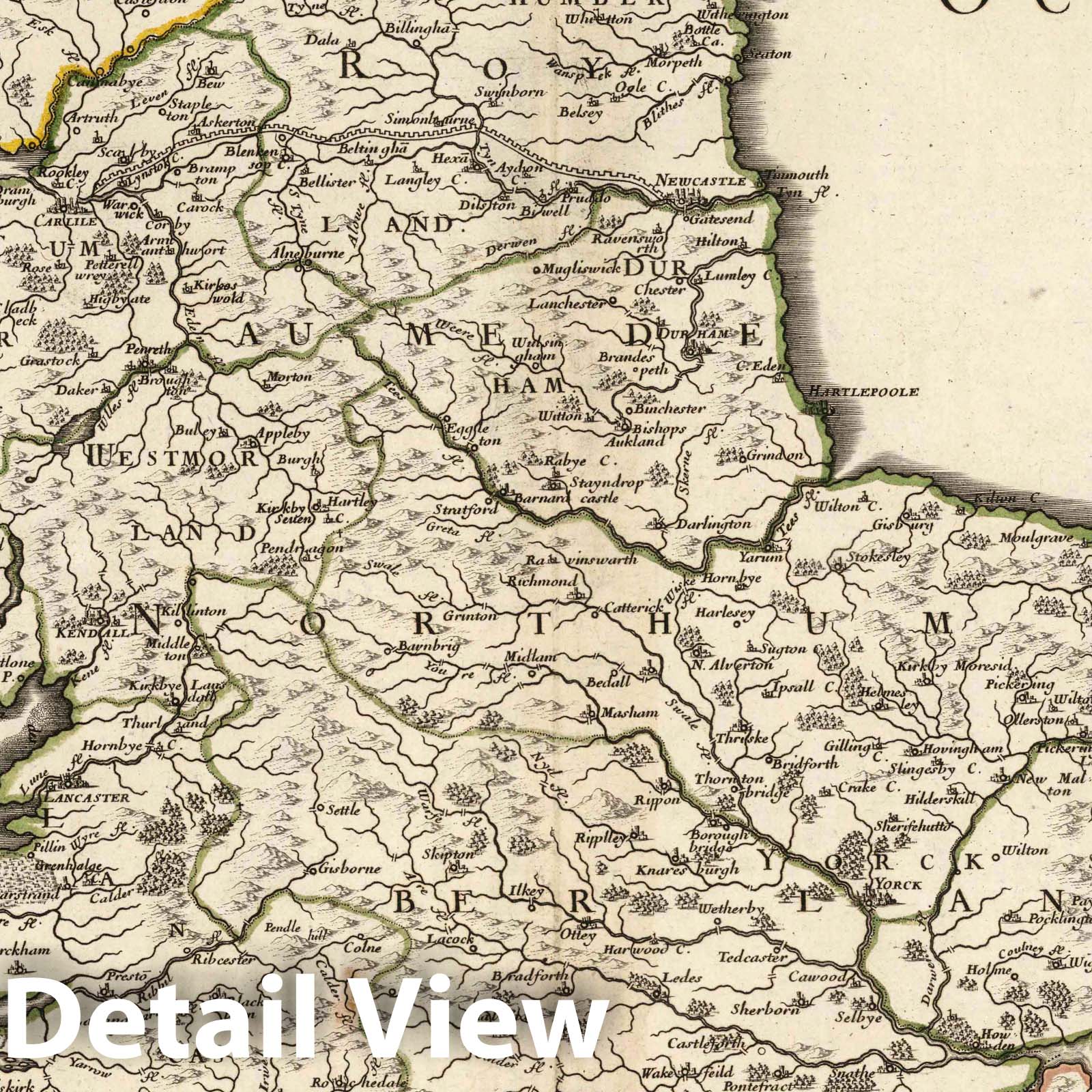 Ancient Kingdom of Northumberland, 1690 - Historical Map Print