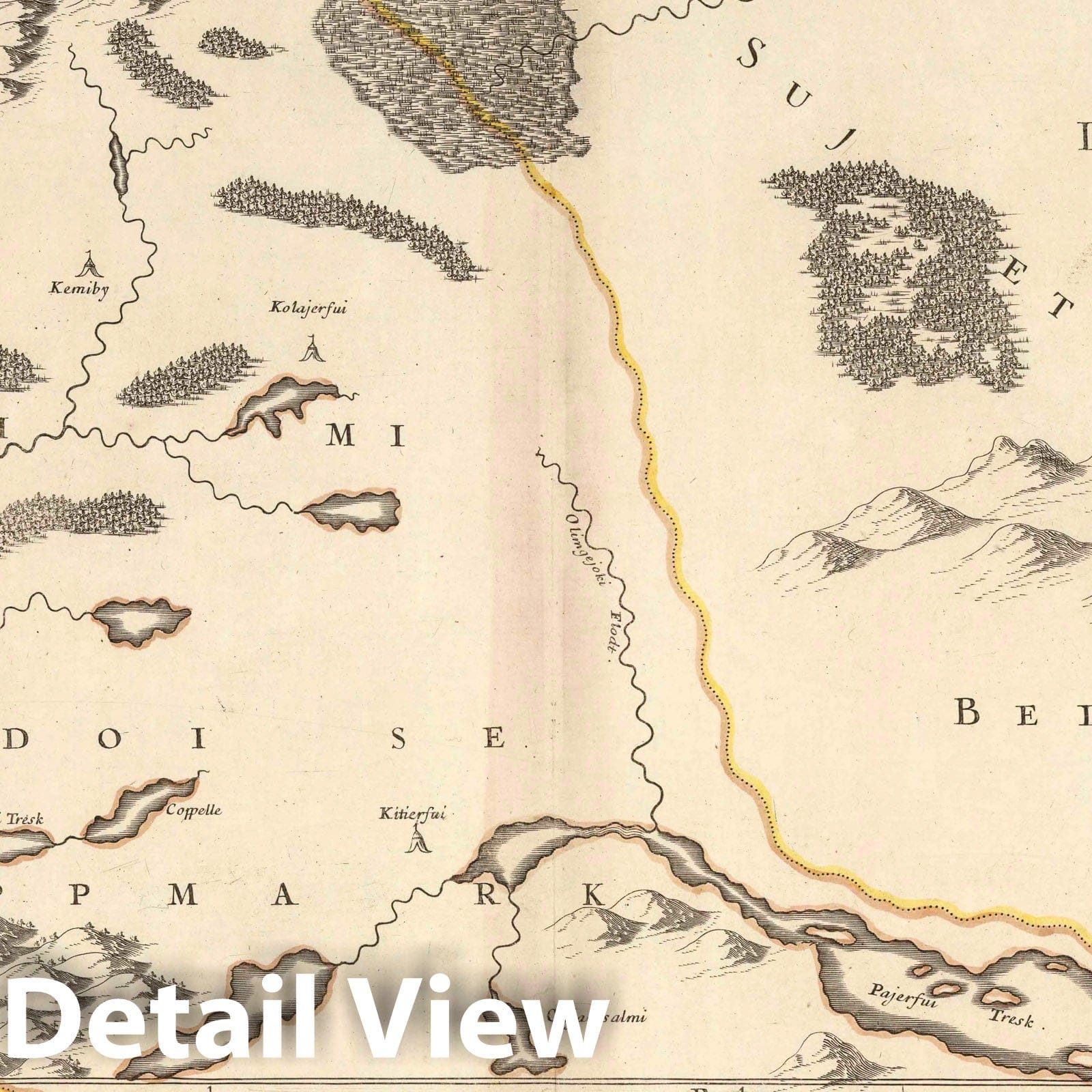 Eastern Swedish Lapland and Finland, 1666 - Sanson Historical Map Print